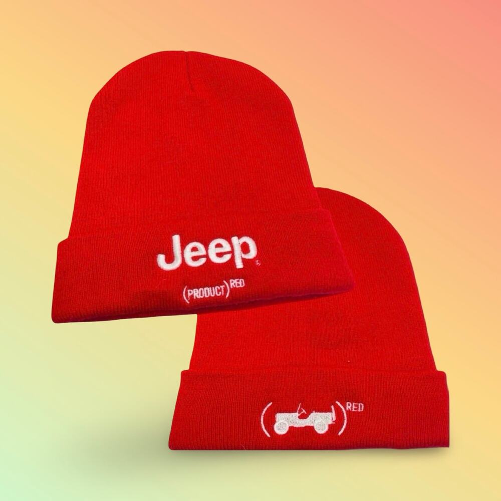 Jeep x (PRODUCT) RED Beanie Hat Willys Silhouette Knit Cuff Cap Collaboration